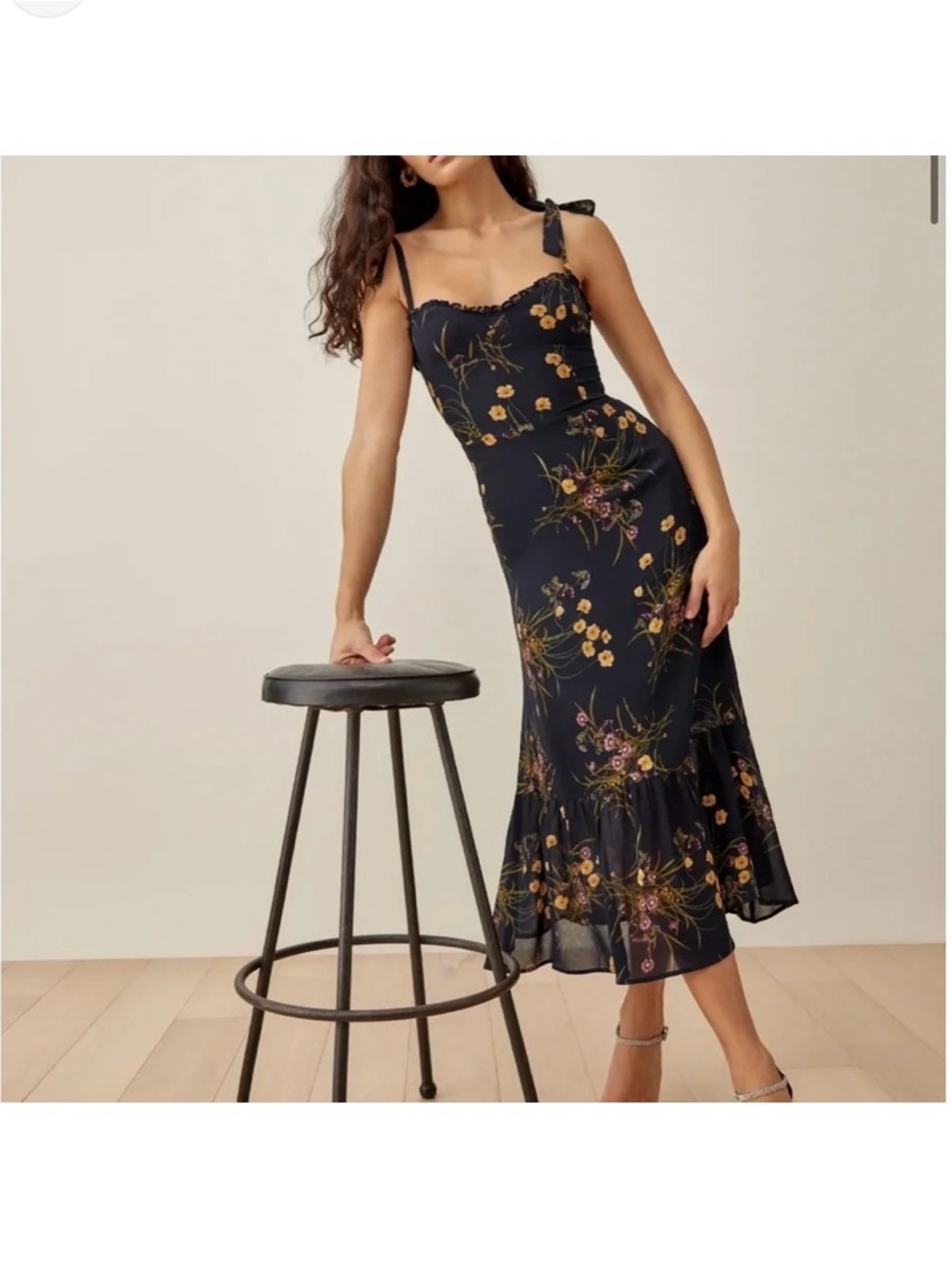 Reformation Nikita Midi Dress 4P In Mademoiselle